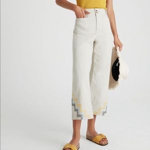 Anthropologie Hallee Embroidered Wide-Leg Pants